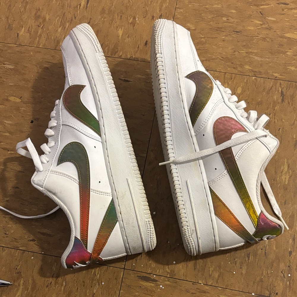 White Nike Air Force miss placed swoosh (check what retail is on StockX etc)